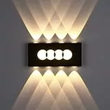 Hommdiy 16W COB LED Lampada da Parete Interna, Up Down Spot Applique da Parete Interno, Lampada da Parete con Luce Bianco Caldo 3000K, Applique Rettangolare in Metallo per Soggiorno/Scale Nero