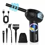 HOVVIDA Elettrico Rimuovi Polvere Aria Compressa senza Spazzole, 78000giri/min 85W Aria Compressa Elettrico senza Fili, Batteria Ricaricabile da 6000mAh, con Luce LED, per Computer, Tastiera, Auto