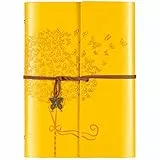OMEYA Diario per quaderni in pelle, diario ricaricabile per donne e ragazze, diario per viaggiatori retrò a righe A5 16,5 cm x 23,4 cm (Giallo, A5 16,5 x 23,4 cm)