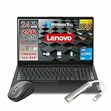 Lenovo NUOVO Notebook Professional con 24GB di RAM, Monitor 15.6' Full HD, Processore Intel i5 12Th-1235U 10 Core fino a 4,4ghz, SSD 256GB, Office 2021, Windows 11 pro PRONTO ALL'USO MOUSE + HUB USB
