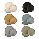 KASANOVA servizio piatti 6 persone - Set 18 piatti in stoneware - Piatti colorati colori assortiti