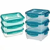 Amazon Basics - Set di contenitori a Chiusura ermetica per Alimenti, 3 Pezzi da 1,2 L & Set di contenitori per Alimenti, 3 Pezzi da 0,80 L