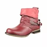 Elara Stivaletti Donna da Motociclista Rivetti Chunkyrayan 344 Burgundy-37