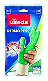 Vileda Dermo Plus Guanti Casalinghi in Nitrile Lattice, senza Polveri, Certificati Ecarf, Verde, Misura L/9, 2 Unità