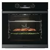 Hisense O65226ABS, Forno Elettrico da Incasso, Multifunzione Termoventilato con Vapore, Capienza XXL 77L, Pulizia AcquaClean, 13 Funzioni di Cottura (Pizza 300°C e AirFry), Nero