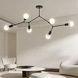 YOODI Lampadario Industriale, 6 Luci Plafoniera Sputnik Vintage, E27 Moderno Lampada da Soffitto in Ferro Nero per Camera da letto, Soggiorno, Sala da Pranzo, Diametro 87 cm (Lampadina non inclusa)