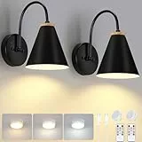 ENCOFT Vintage Applique da Parete Industriale, Lampada da Parete Muro E27 Base Interna Retro (Ricaricabile Nero-2pz)