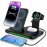ZOVHYYA 4 in 1 Caricatore Wireless 15W Ricarica Wireless Caricabatterie con adattatore 18W QC 3.0 Senza Fili Conveniente Ordinato Compatibile iPhone Android iWatch AirPods, ecc