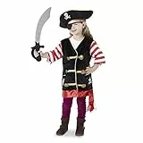 Melissa & Doug Costume da Pirata, Costumi per Bambino o Bambina di Halloween o Carnevale, Gioco di finzione e di ruolo, 3+ Anni