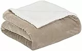Amazon Basics copriletto in micro-mink e sherpa, 220 x 240 cm, Grigiobruno