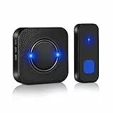 Vinabo Campanello Senza Fili, Portata 300m, Indicatore LED, 55 Melodie e 5 Livelli di Volume Campanello Senza Fili da Esterno Impermeabile IP55, Campanello Wireless per Casa, Ufficio, Negozi, Anziani