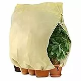 Telgoner Cappuccio Protezione Piante, Copertura Protettiva per Piante con Cavo con Cerniera, Borsa Protettiva Riutilizzabile per Telo Antigelo Piante, 180 x 120 cm, Beige