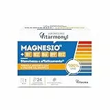 VITARMONYL - MAGNESIO + B1 B2 B6 - Integratore alimentare a base di magnesio con vitamine B1, B2, B6 e B12 - Contro affaticamento e stanchezza - Confezione da 24 compresse effervescenti - 67,2 g