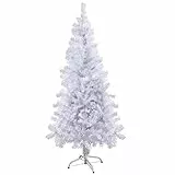 SunJas Albero di Natale, Materiale PVC, vere pigne di abete 120cm Biacno,200/400/600 Punti (120CM)