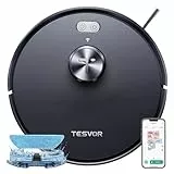 Tesvor Aspirapolvere Robot S5, Aspirapolvere Robot 3000 Pa, Controllo APP, Navigazione LiDAR, Autonomia 180 Minuti, Robot Lavapavimenti Autocaricante per Peli di Animali, Moquette, Pavimenti Duri