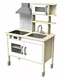 Eichhorn - Cucina Giocattolo in Legno di Pino e Tiglio, 100002494, + 3 Anni, con Piano Cottura A Induzione, Lavello, Forno A Microonde e Cappa Aspirante, 36X69X99Cm