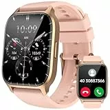 LLKBOHA Smartwatch Donna - 1,85'' Schermo Tattile Orologio Smart Watch Chiamate Bluetooth, Con cardiofrequenzimetro da polso/ossigeno nel sangue/contapassi/monitoraggio del sonno per Android iPhone