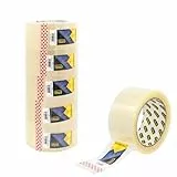 Idena 90130 Nastro adesivo trasparente, 50 mm x 66 m, 6 rotoli di nastro per pacchi a bassa rumorosità, ottimo per traslochi e spedizioni