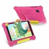 Keenlove - Tablet da 7 pollici per bambini, Android 12, Quad-Core, 2GB di RAM, 32GB di ROM, espandibile sino a 128GB, funzione controllo genitori, con custodia portatile antiurto (rosa)