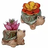 GIZTAT 2pezzi Tartaruga Figurine Fioriera Decorazione da Scrivania per Ufficio Mini Vaso Succulento Fioriera Bonsai Portapiante per Giardino, Soggiorno, Camera da Letto, Scrivania, Ufficio