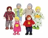Hape Happy Family – Caucasian ,Award-Winning Doll Family Set, Unique Accessory for Kid’s Wooden Doll House, Imaginative Play Toy, 6 Caucasian Family Figures