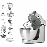 Kenwood KHC29.P0SI Impastatrice Planetaria Prospero+, Ciotola 4,3L, Frullatore in vetro 1,2L, con lame/dischi in acciaio da 1,4L, Spremiagrumi, Tritacarne, Centrifuga, 3 utensili, Silver
