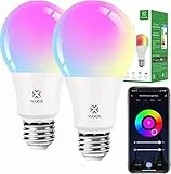 Lampadina LED Smart E27 Wifi 9W Compatibile con Google Home/Alexa, RGB (2700K-6500K) Luci colorate dimmerabili, Telecomando, Controllo vocale, Risparmio energetico, 2P