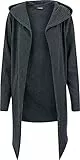 URBAN CLASSICS Uomo Cardigan Giacca Cappuccio, Maglione Manica Lunga, Invernale Asimmetrico, 100% Cotone, Stile Casual, Colore: carbone, Taglia: L