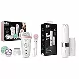 Braun Silk-Épil Beauty Kit 9 9-995 9-In-1 Wireless Depilazione Wet & Dry, Per La Pulizia Del Viso E Del Corpo, Bianco Rosa & Face Rasoio Viso Donna Elettrico Tocco Finale Per Baffetti