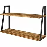 LifeGoods Mensole da Muro a Due Piani Legno Design | Portata 20kg | Sospesa da Parete, Rustico per Il Salotto, La Camera da Letto, La Cucina e Altro | Scaffale Industrial & Naturale per Libri