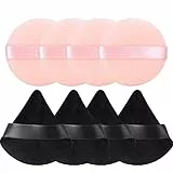 Puff Cipria, Spugnetta Cipria Powder Puff Cipria Triangolo Piumino Cipria, Riutilizzabile Bagnato Asciutto Doppio Uso Spugna Piumini Cipria Viso Puff Make Up Spugnetta Fondotinta (8, Black&Pink)