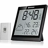 Bresser Orologio da Parete Meteorologico Temeotrend JC LCD Nero