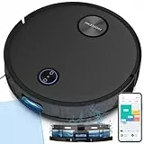 Proscenic Floobot V10 Robot Aspirapolvere Lavapavimenti, 3000pa Lavaggio Vibrante Sonico, Laser Assistente Controllo IFTTT&Siri&&AlexaAPP Pulizia Domestica/Peli Animali/Capelli/Polvere/Lavapavimenti