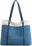JANSBEN borsa tracolla donna grande da borsetta borsa tela tote bag Borse a spalla Borse a mano quotidiano scuola shopping (Blu)