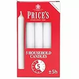 Price's Candles - Candele Steariche Bianche Non Profumate - 5 Pezzi - Durata Fino a 5 ore di Combustione