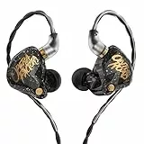 Yinyoo KBEAR OS1PRO - Auricolari con monitor per musicisti, cuffie HiFi con cavo, per bassi dinamici in grafite, cancellazione del rumore, cavo staccabile (con microfono, nero)