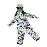 Tuta da Sci per Bambini - Ragazzi Ragazze Tute da Neve con Cappuccio Antivento Impermeabile Pagliaccetti da Sci con Cerniere Giacca Invernale, 120cm