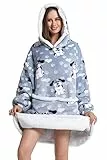 Ksnnrsng Felpe con Cappuccio Donna Uomo Bambine Giganti Oversize Pullover Blanket Hoodie Confortevole Felpa Coperta con Tasca Cappotto Felpone (Grandi Orecchie Cane-Adulto)