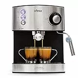 Ufesa CE7240 Macchina caffè espresso, 850 W, Serbatoio estraibile1,6 L, 20 bar, 2 opzioni d'uso, per cialde o caffè macinato, Vaporizzatore regolabile, Nero/Argento