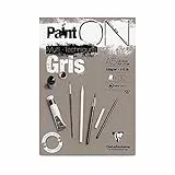 Clairefontaine 975808C Blocco collato PaintON multi-tecnica - 30 fogli carta da disegno multi-tecnica a Grana leggermente rugosa - Grigio- A5 14,8x21 cm 250g