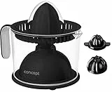 CONCEPT Hausgeräte CE3541 - Spremiagrumi da 1000 ml, 40 W, 2 coni di spremitura, plastica, colore: nero