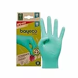 Bayeco Vitaguante - Guanti monouso in nitrile biodegradabili - Colore verde - Taglia M - Confezione da 10 pezzi - 100% sostenibili - Senza polvere e senza lattice - Texturizzati sulle dita per una