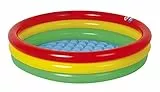 Jilong Round Baby Pool, Piscina Tonda 3 Anelli, Fondo Gonfiabile Unisex Bambino, Multicolor: Rosso, Giallo, Verde, Ø100 cm X 22 Cm
