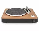 House of Marley Stir It Up Turntable, Giradischi Vinili con Cavo (non Bluetooth), 45/33 Giri, Preamplificatore, Materiali Sostenibili, Bambù/Nero