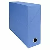 Exacompta - Ref. 89522E - 1 scatola di trasferimento in tela - Dorso 90 mm - Con occhiello in metallo - Per formato A4 - Dimensioni 25,5 x 34 x 9 cm - Colore azzurro - Consegnato montato