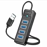 ORICO Hub USB, 4 porte, USB 3.0, distributore USB, compatibile con laptop, MacBook Pro/Mini, iMac, Surface, PS 4, Mobile HDD e molto altro (0,5 m, nero)