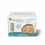 Applaws 100% Naturale Cibo Umido per Gatti Adulti in Brodo - Selezione Mista Tonno, Pollo, Pesce dell'Oceano in Brodo - 12 x 70g Lattine