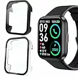 Blueshaweu Cover per 208/ ID208/ ID208 BT Smartwatch, Vetro Temperato Case Duro PC Protettivo Antiurto Custodia Compatibile con ENOMIR ID208 /aeac ID208 / Tensky ID208BT Smartwatch (nero+trasparente)
