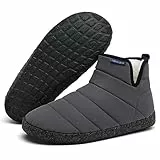 Mishansha Pantofole Uomo Donna Ciabatte Invernali da Casa Comode Pelose Babbucce Slipper Stivaletto Grigio,Gr.46 EU