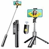 Gritin Bastone Selfie, 3 in 1 Bastone Selfie Bluetooth Treppiede Selfie Stick Estensibile Portatile con Telecomando Wireless Rimovibile & Treppiedi Stabile